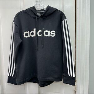 Adidas triple stripe black white hooded sweatshirt hoodie women's medium